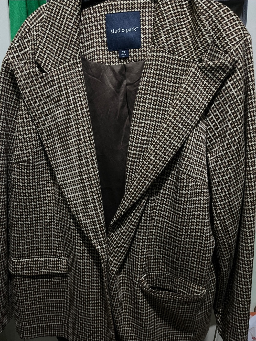Studio Park Brown & Cream Houndstooth Blazer